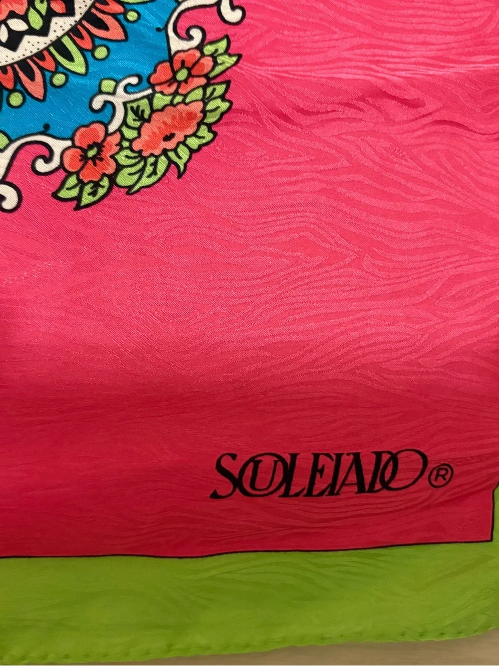 Vintage French SOULEIADO 100% Silk Jacquard Scarf 34.5” Luxury Collectible